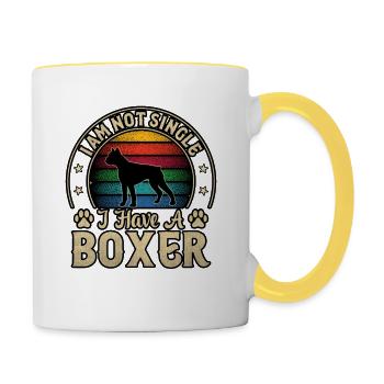 I am not single I have a boxer - Contrasting Mug - white/yellow - Right