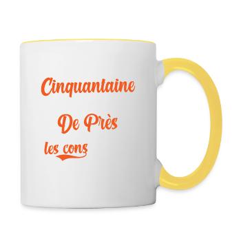 t-shirt anniversaire 50 ans cadeau humour - Mug contrasté - blanc/jaune - Droite