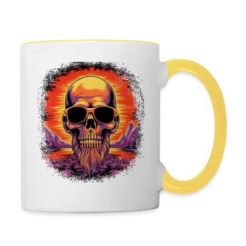 beard rule football club funny fun bearded collie - Tasse zweifarbig - Weiß/Gelb - Rechts
