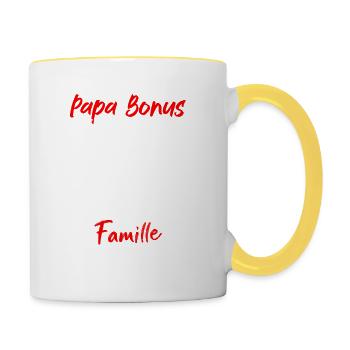 Papa bonus TU NE M’AS PEUT-ÊTRE PAS DONNE LE CADEA - Mug contrasté - blanc/jaune - Droite