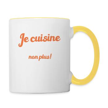 Jamais faire confiance à un chef trop maigre - Mug contrasté - blanc/jaune - Droite