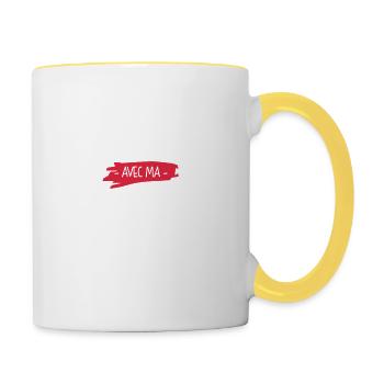 Je Peux Pas J'ai Bêtise Avec Ma Tata - Mug contrasté - blanc/jaune - Droite