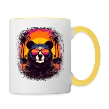 funny polar bear coati birthday present jokes - Tasse zweifarbig - Weiß/Gelb - Rechts
