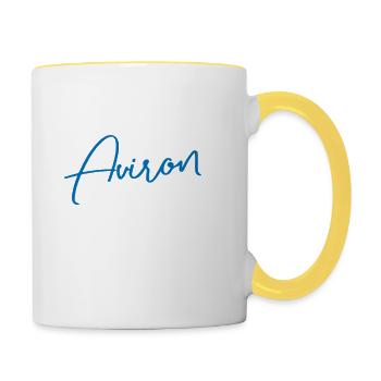 Accro à l'aviron - Mug contrasté - blanc/jaune - Droite