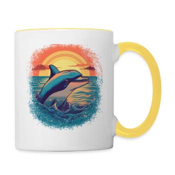 Awesome Marine Mammals Water Geek Fisherman Child - Contrasting Mug - white/yellow - Right