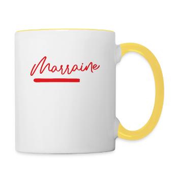Bientôt Marraine, Veuillez Patienter - Mug contrasté - blanc/jaune - Droite