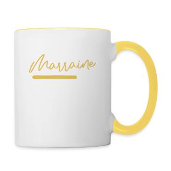 Bientôt Marraine, Veuillez Patienter - Mug contrasté - blanc/jaune - Droite