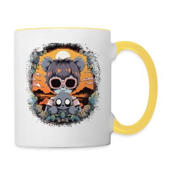 koala bear animal lover fun animal welfare - Tasse zweifarbig - Weiß/Gelb - Rechts