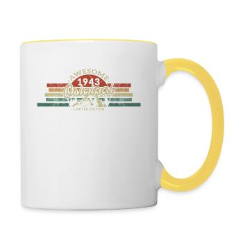 Vintage 1943 Birthday Design - Contrasting Mug - white/yellow - Right