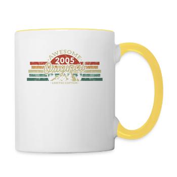 Cadeau Anniversaire Vintage Rétro 2005 - Mug contrasté - blanc/jaune - Droite