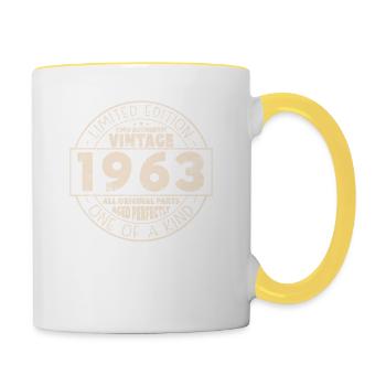 1963 Anniversaire Vintage Cadeau Rétro - Mug contrasté - blanc/jaune - Droite