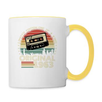 1963 Vintage Vintage Birthday Retro - Contrasting Mug - white/yellow - Right