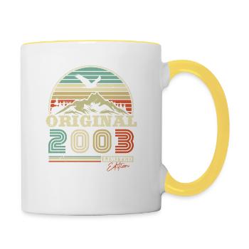 Original 2003 Limited Edition Geburtstagsgeschenk - Tasse zweifarbig - Weiß/Gelb - Rechts