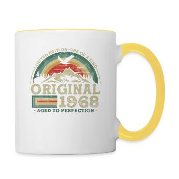 Beperkte Editie 1968 - Uniek En Perfect Verouderd - Mug contrasté - blanc/jaune - Droite