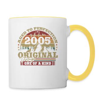 Original 2005 Celebrating 18 Years of Legend - Tasse zweifarbig - Weiß/Gelb - Rechts