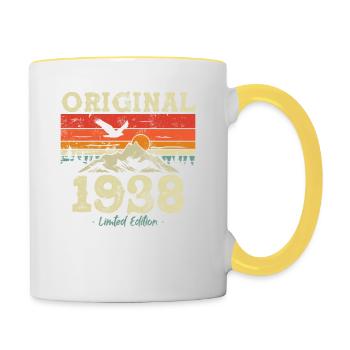 85th Birthday Woman Man Vintage 1938 85 Years - Contrasting Mug - white/yellow - Right