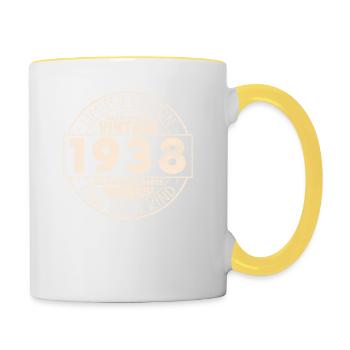 85th Birthday Woman Man Vintage 1938 85 Years - Contrasting Mug - white/yellow - Right