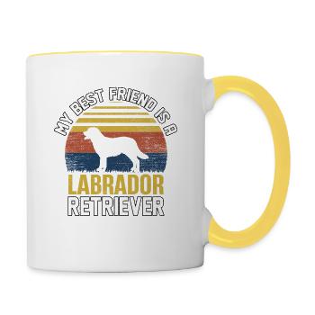 MON MEILLEUR AMI EST UN LABRADOR RETRIEVER - Mug contrasté - blanc/jaune - Droite