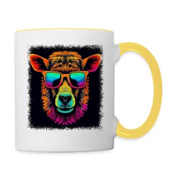 quote bday gift american pride best selling lion - Tasse zweifarbig - Weiß/Gelb - Rechts