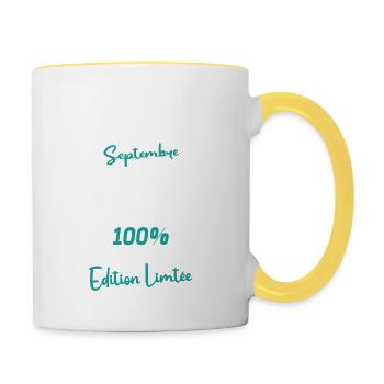 Cadeau Anniversaire septembre 1983 40 ans - Mug contrasté - blanc/jaune - Droite