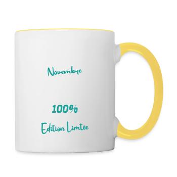 Birthday gift November 1943 80 years - Contrasting Mug - white/yellow - Right