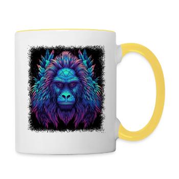 present idea birthday present humor geek cool bird - Tasse zweifarbig - Weiß/Gelb - Rechts