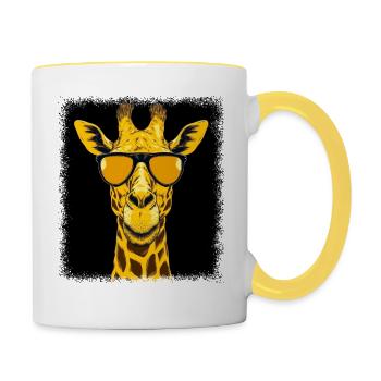 fun giraffe lover kawaii african present idea - Tasse zweifarbig - Weiß/Gelb - Rechts