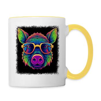 Butts Mignons Chemises de Noël Blague Cadeau d’anniversaire - Mug contrasté - blanc/jaune - Droite