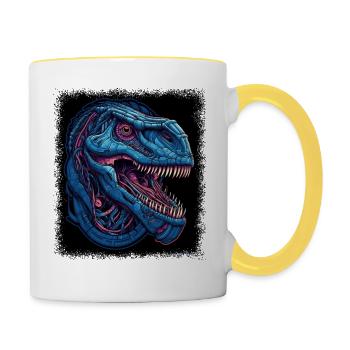T-Rex Children Childrens Birthday Joke Animal - Contrasting Mug - white/yellow - Right