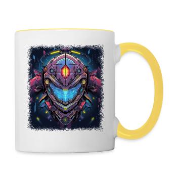 citation drôle mignon requin-baleine drôles dictons - Mug contrasté - blanc/jaune - Droite