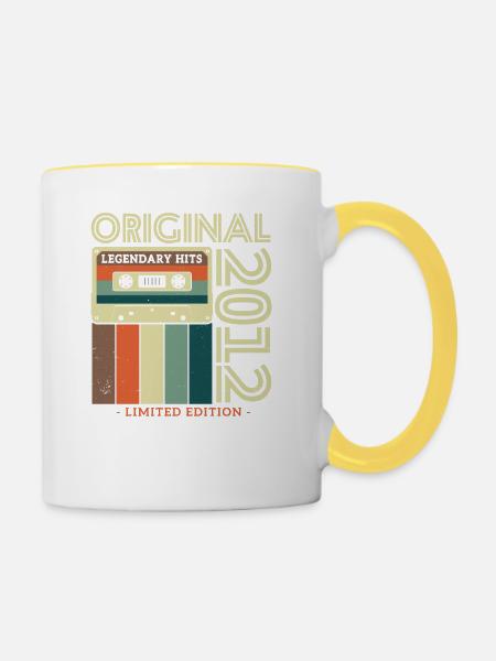Retro Schatz, 2012 Unikat - Tasse zweifarbig - Weiß/Gelb