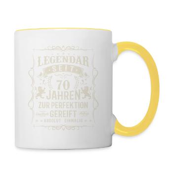 70 Jahre Legende - Tasse zweifarbig - Weiß/Gelb - Rechts