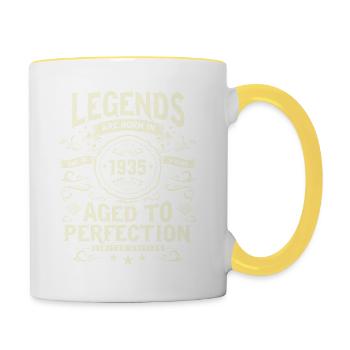 Legendärer 1935er Geburtstag - Tasse zweifarbig - Weiß/Gelb - Rechts