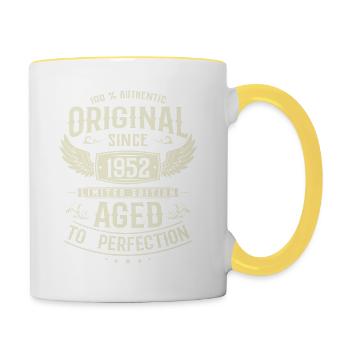 Cadeau nostalgique : anniversaire de 1952 - Mug contrasté - blanc/jaune - Droite