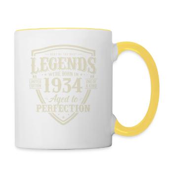 Cadeau élégant pour les 90 ans - Mug contrasté - blanc/jaune - Droite