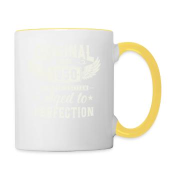 Elegant gift: Born between 1950 and 73 years - Contrasting Mug - white/yellow - Right