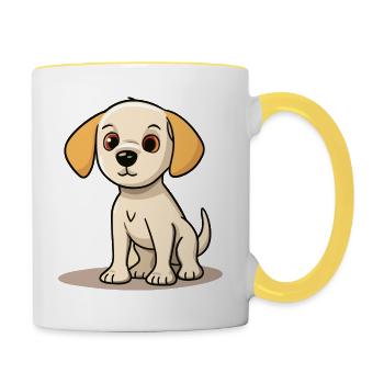 Niedliches Hundedesign für Hundebesitzer - Tasse zweifarbig - Weiß/Gelb - Rechts