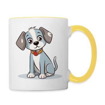 Niedliches Hundedesign für Hundebesitzer - Tasse zweifarbig - Weiß/Gelb - Rechts