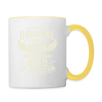 Millésime 1965 : 58/59 ans cadeau d’anniversaire - Mug contrasté - blanc/jaune - Droite