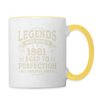 Legendary Birthday Gift Idea '81 - Contrasting Mug - white/yellow - Right