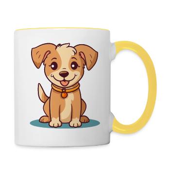 Conception de chien mignon pour les propriétaires de chiens - Mug contrasté - blanc/jaune - Droite
