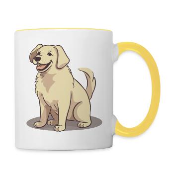 Niedliches Hundedesign für Hundebesitzer - Tasse zweifarbig - Weiß/Gelb - Rechts