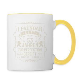 Legendäre 53 Jahre - Tasse zweifarbig - Weiß/Gelb - Rechts