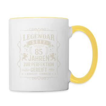 Legendär seit 85 Jahren - Tasse zweifarbig - Weiß/Gelb - Rechts