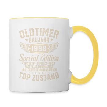 Vintage 1998 Geschenk - Tasse zweifarbig - Weiß/Gelb - Rechts