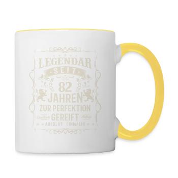 Legende seit 82 Jahre - Tasse zweifarbig - Weiß/Gelb - Rechts