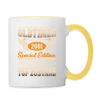 Vintage Geschenke 2001 - Tasse zweifarbig - Weiß/Gelb - Rechts