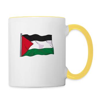 Liberté pour Gaza et la Palestine - Mug contrasté - blanc/jaune - Droite