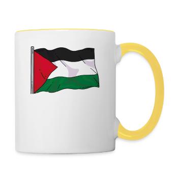 Fier du drapeau de la Palestine - Mug contrasté - blanc/jaune - Droite