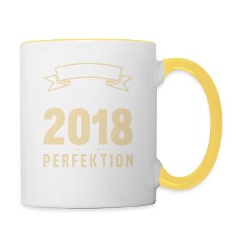 Vintage Authentizität 2018 Geschenk - Tasse zweifarbig - Weiß/Gelb - Rechts